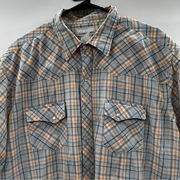 Vintage Wrangler Plaid Pearl Snap Button Down Short Sleeve Wrancher Shirt Sz 2XL - Picture 2 of 8